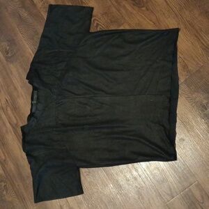 DROMe Black Leather Perforated Zebra Print Sports Jersey Fit Scoop Neck Top A33